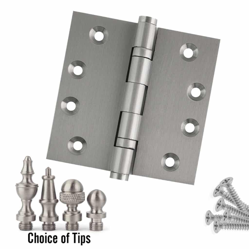 Door Hinge 4 x 4 Inch Solid Brass Ball Bearing – Satin Nickel (US15)
