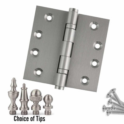 Door Hinge 4 x 4 Inch Solid Brass Ball Bearing – Satin Nickel (US15)