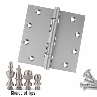 Door Hinge 5 x 5 Inch Solid Brass Ball Bearing – Satin Nickel (US15)