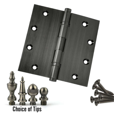 Door Hinge 5 x 5 Inch Solid Brass Ball Bearing – Pewter (US17A)