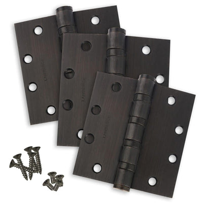 4.5 x 4.5 Commercial Butt Hinge Heavy Weight Ball Bearing Oil Rubbed Bronze (US10B) - 3 Pack