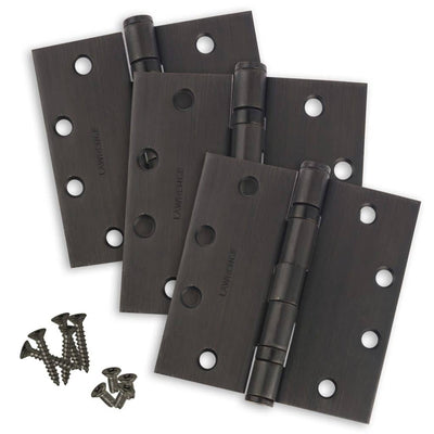 4.5 x 4.5 Commercial Butt Hinge Standard Weight Ball Bearing Oil Rubbed Bronze (US10B) - 3 Pack