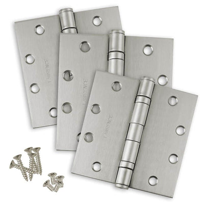 4.5 x 4.5 Commercial Butt Hinge Standard Weight Ball Bearing Stainless Steel (US32D) - 3 Pack