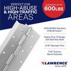 Continuous Pin and Barrel Stainless Steel Hinge #952 (Full Wrap Edge Guard) - US32D Finish, 7 Ft.