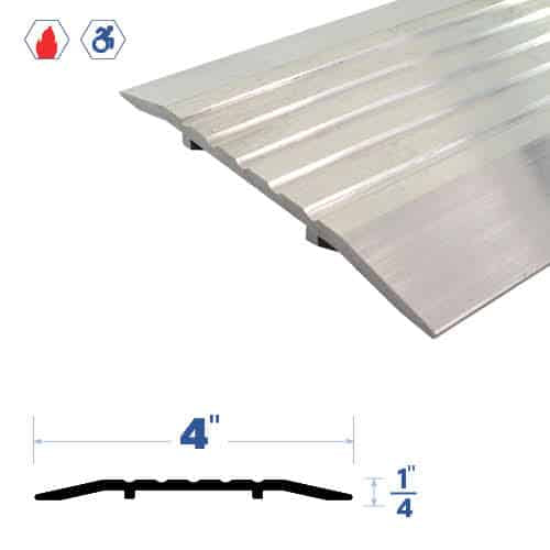 Saddle/Threshold Mill Aluminum Finish - 4" x 1/4" - Fluted Top - ADA Compliant
