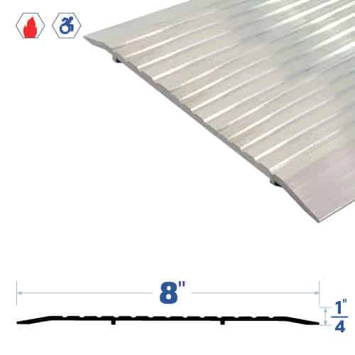 Saddle/Threshold - Mill Aluminum Finish - 8" x 1/4" - Fluted Top - ADA Compliant