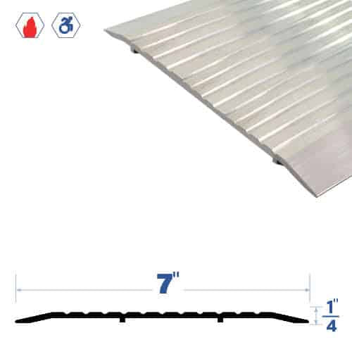 Saddle/Threshold - Mill Aluminum Finish - 7" x 1/4" - Fluted Top - ADA Compliant