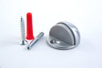 Door Stop, Heavy Duty, Low Rise, Floor Mount, 1 1/8" Overall Height, for Doors without Threshold