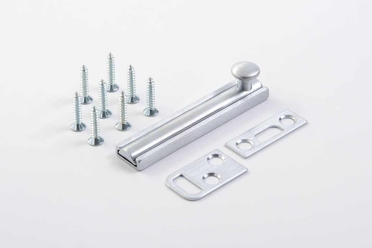 Door Bolt, Solid Brass, Strapless Surface Mounted, with Top and Bottom Strikes