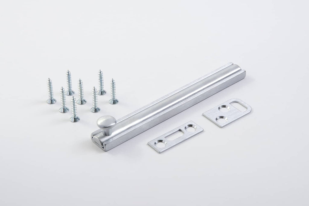 Door Bolt, Solid Brass, Strapless Surface Mounted, with Top and Bottom Strikes