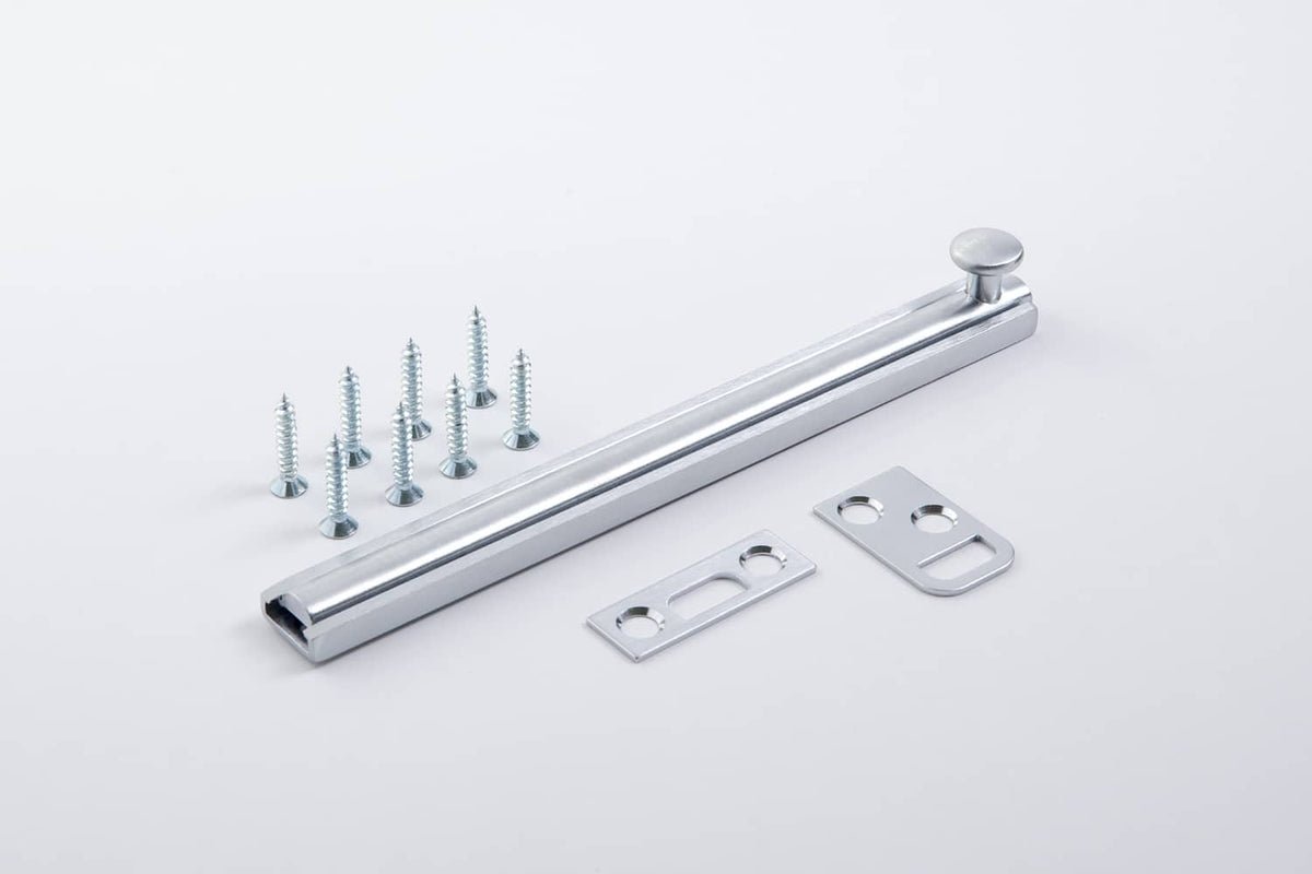 Door Bolt, Solid Brass, Strapless Surface Mounted, with Top and Bottom Strikes