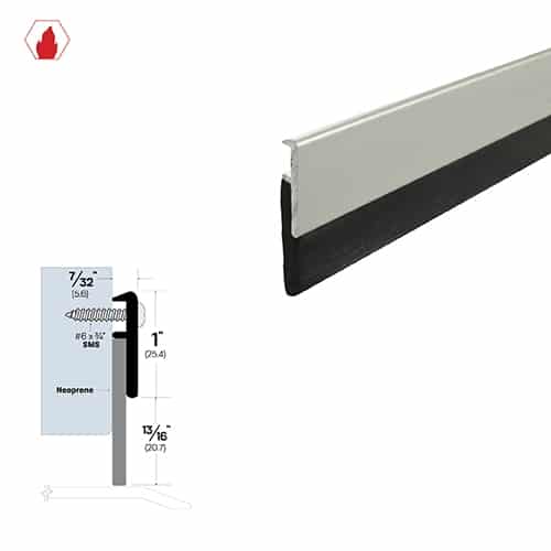 Rubber Door Sweep - Surface Mounted - Fire Rated - Sweep Height of 13/16" (20.7mm)