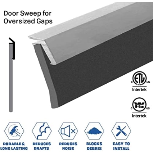 Rubber Door Sweep - Surface Mounted - Perfect for oversized gaps at the door bottom - Sweep Height of 3" (76.2mm)