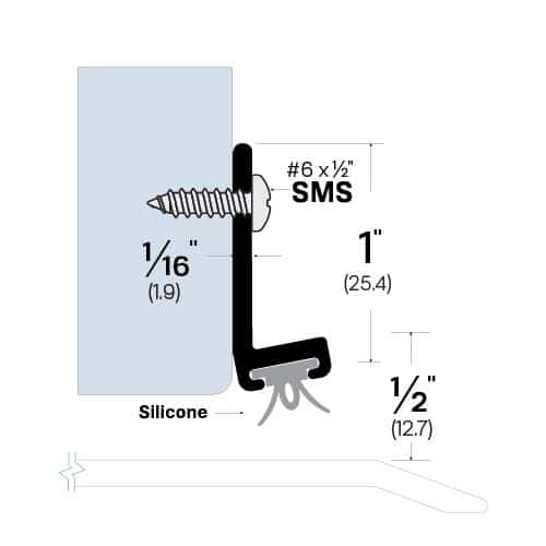 Silicone Door Sweep - Surface Mounted - Sweep Height of 1/2" (12.7mm)