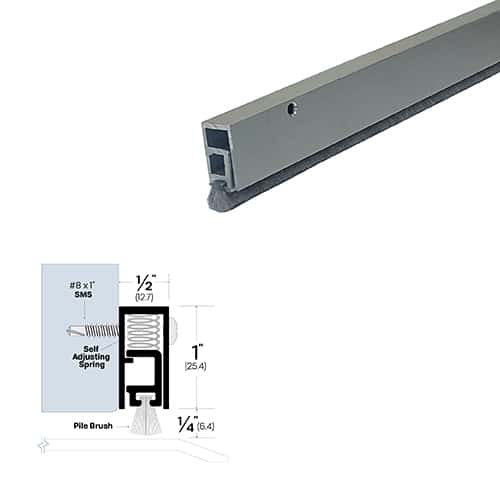 Adjustable Brush Door Sweep (Manually Adjustable) - Surface Mounted - Sweep Height of 1/4" (6.4mm)