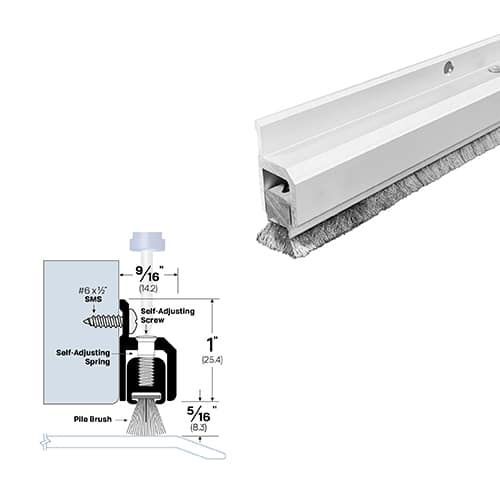 Door Sweep with Adjustable Brush - Surface Mounted - Sweep Height of 5/16" (8.3mm)