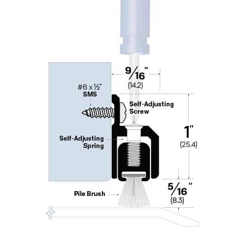 Door Sweep with Adjustable Brush - Surface Mounted - Sweep Height of 5/16" (8.3mm)