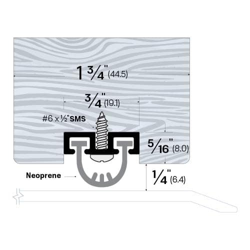 Rubber Door Sweep - Mortise Mounted - For Wood Door Bottoms - Sweep Height of 1/4" (6.4mm)