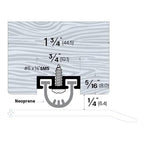 Rubber Door Sweep - Mortise Mounted - For Wood Door Bottoms - Sweep Height of 1/4" (6.4mm)