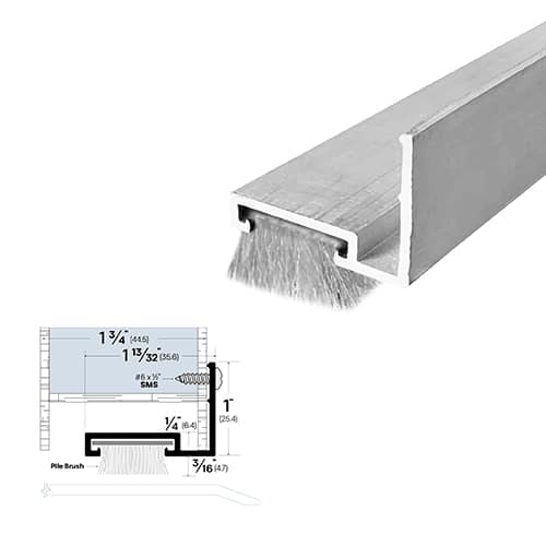 Brush Door Sweep - Mortise Mounted - For Hollow Metal Doors - Sweep Height of 3/16" (4.7mm)