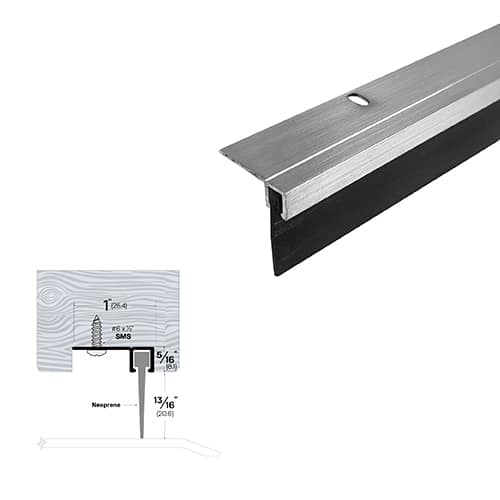 Rubber Door Sweep - Mortise Mounted - For Wood Door Bottoms - Sweep Height of 13/16" (20.6mm)