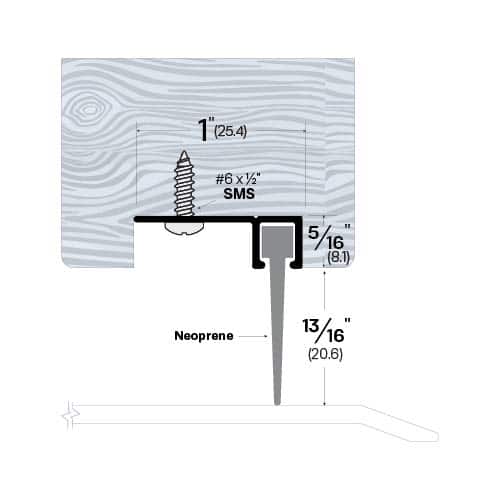 Rubber Door Sweep - Mortise Mounted - For Wood Door Bottoms - Sweep Height of 13/16" (20.6mm)