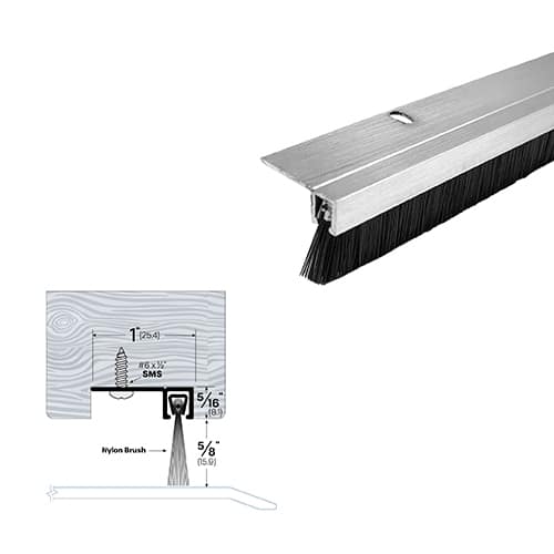 Brush Door Sweep - Mortise Mounted - For Wood Door Bottoms - Sweep Height of 5/8" (20.6mm)