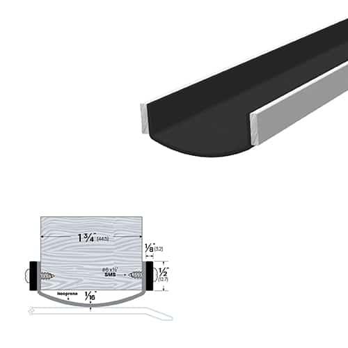 Rubber Door Shoe - Mortise Mounted - For Wood Doors - Sweep Height of 1/16" (1.6mm)