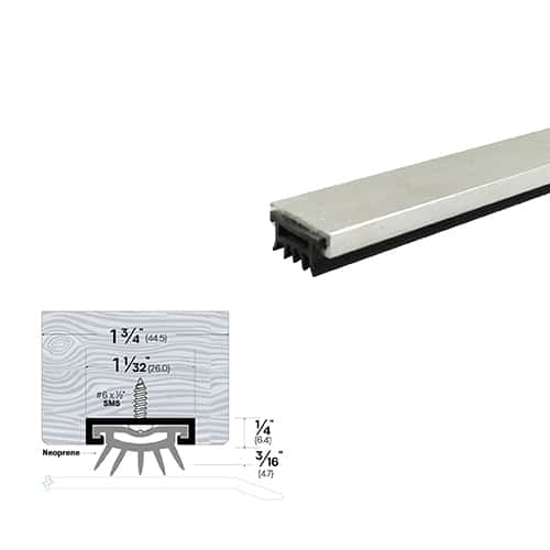 Rubber Door Sweep - Mortise Mounted - For Wood Doors - Sweep Height of 3/16" (4.7mm)