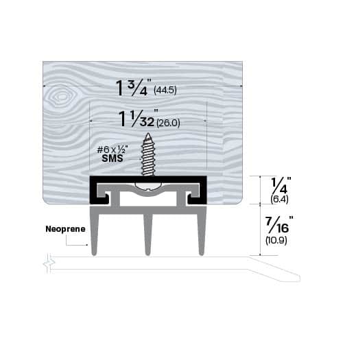 Rubber Door Sweep - Mortise Mounted - For Wood Doors - Sweep Height of 7/16" (10.9mm)