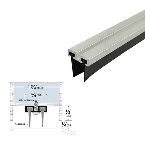 Rubber Door Sweep with Air Flow -  Mortise Mounted - For Hollow Metal Doors - Sweep Height of 1/4" (6.4mm)
