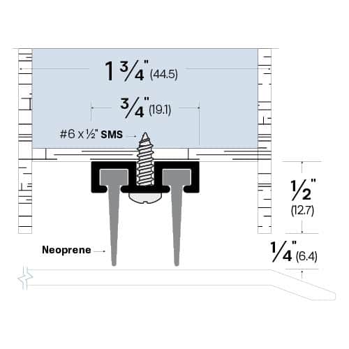 Rubber Door Sweep with Air Flow -  Mortise Mounted - For Hollow Metal Doors - Sweep Height of 1/4" (6.4mm)