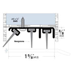 Rubber Door Sweep with Air Flow -  Mortise Mounted - For Hollow Metal Doors - Height of Mounting 3/8"
