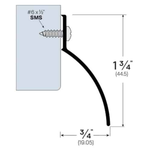 Surface Mounted Rain Drip without Door Sweep - Mounting Thickness of 3/4" (19.05mm)