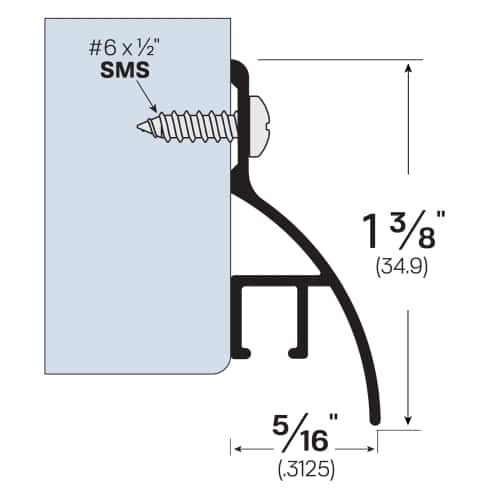Surface Mounted Rain Drip with Slot for Door Sweep - Mounting Thickness of 5/16" (8.0mm)