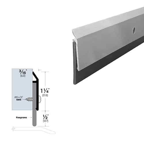 Rubber Door Sweep - Surface Mounted - Acoustical Soundproofing - Sweep Height of 1/2" (12.7mm)