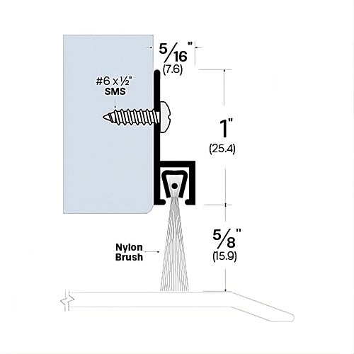 Brush Door Sweep - Surface Mounted - Easy installation - Sweep Height of 3/8" (9.5mm)
