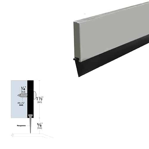 Rubber Door Sweep - Surface Mounted - Sweep Height of 5/8" (15.9mm)