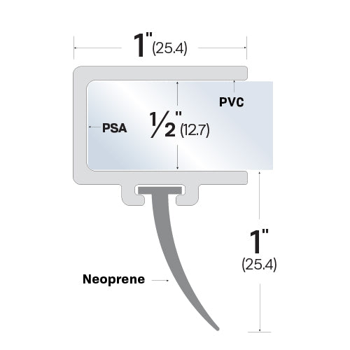 Plastic Meeting Stile for 1/2" Glass Doors - Silicone Seal