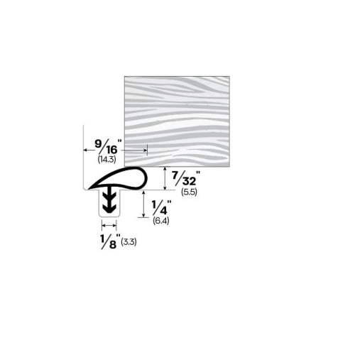Kerf Frame Weatherstripping with Durable Silicone - 9/16 x 7/32 Tear Drop