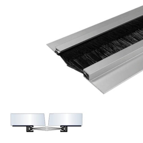Meeting Stile for Double Active Glass Doors - Nylon Brush - 1" Wide Mounting, 5/8" Wide Brush