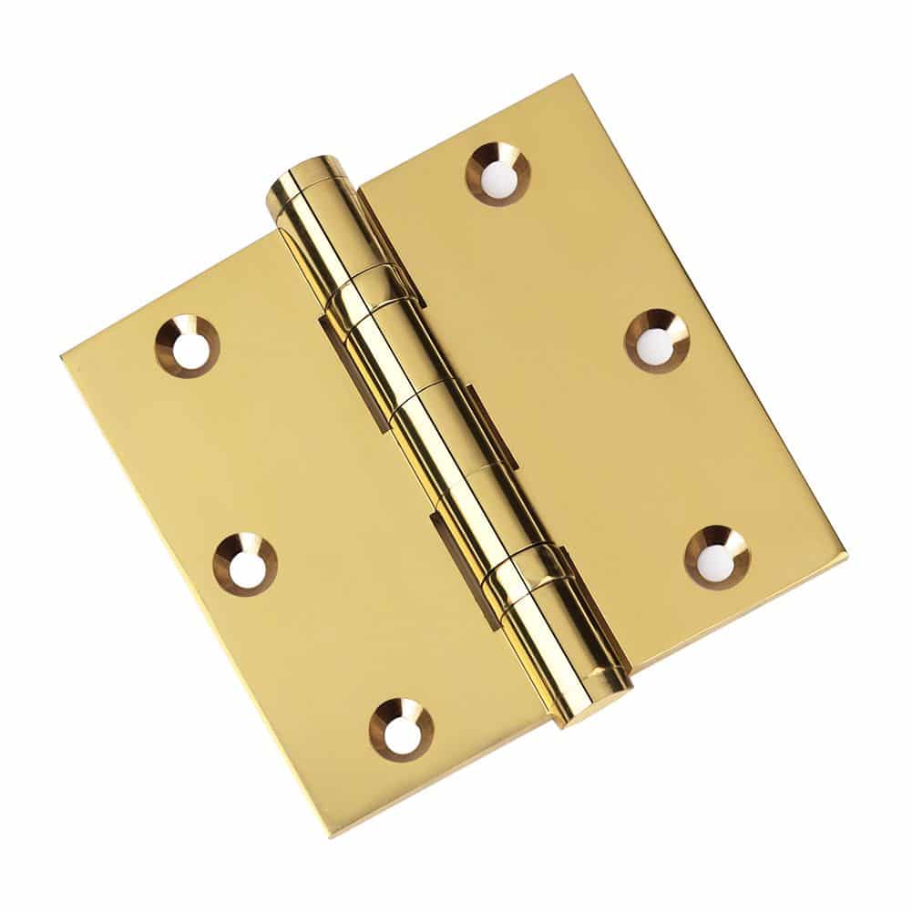 Door Hinge 3.5 x 3.5 Inch Solid Brass Ball Bearing – Polished Brass (US3)
