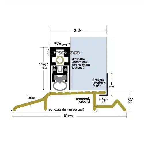 EMBASSY Interlocking Threshold 4-1/2" Width, 1/2" Height, 18" Length, 1/8" Thickness, Architectural Bronze Finish