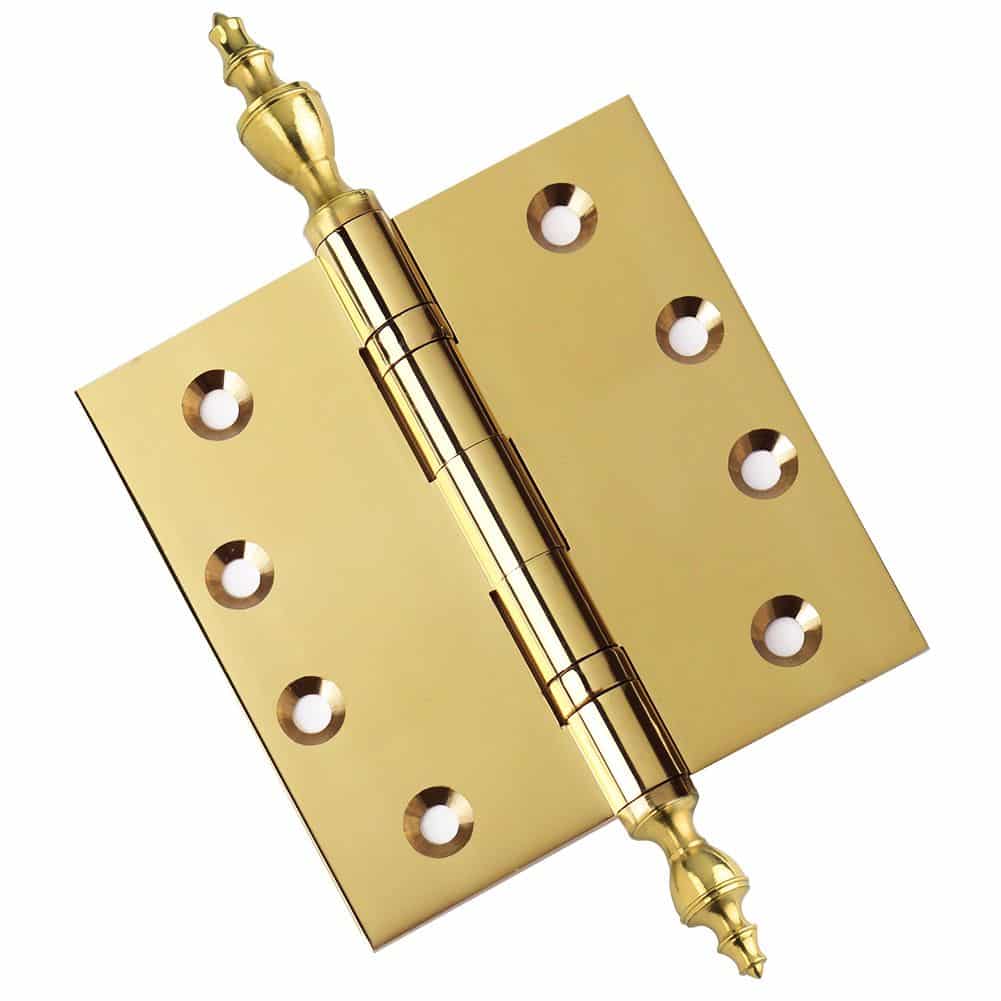 Door Hinge 4.5 x 4.5 Inch Solid Brass Ball Bearing – Polished Brass (US3)