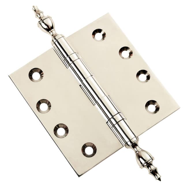 Door Hinge 4 x 4 Inch Solid Brass Ball Bearing – Polished Nickel (US14)