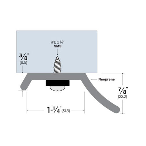 Rubber Door Sweep - Bottom Mounted - Sweep Height of 7/8" (22.2mm)