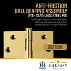 Door Hinge 4.5 x 4.5 Inch Solid Brass Ball Bearing – Polished Brass (US3)