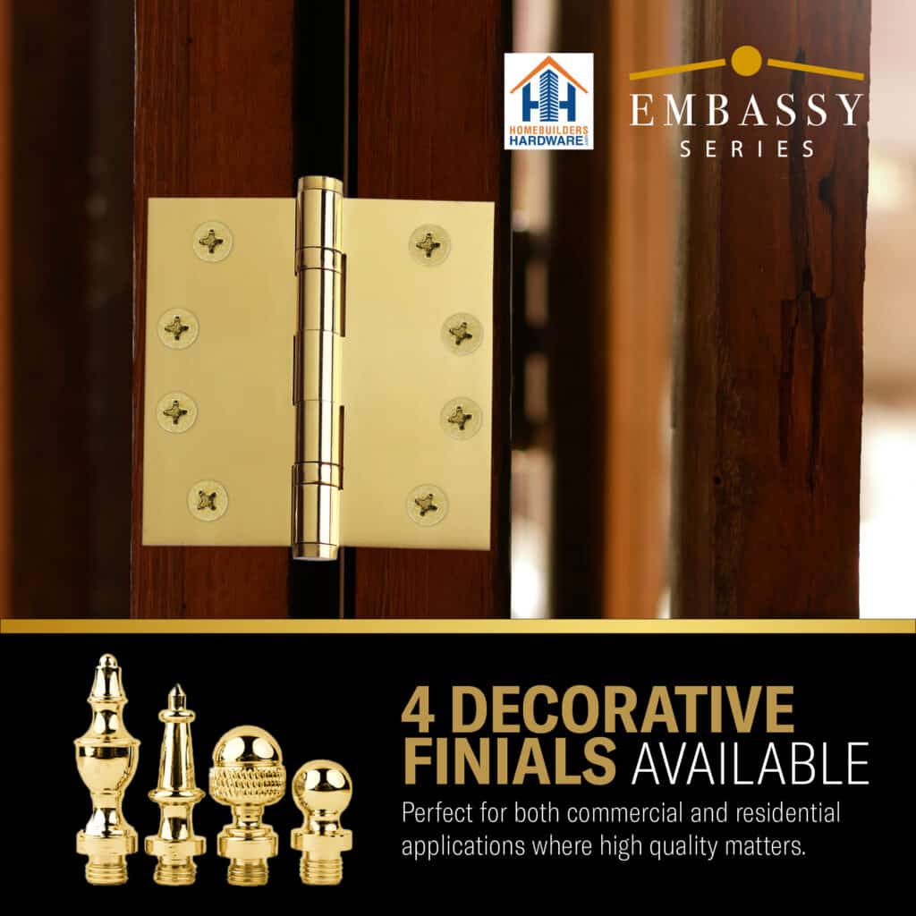 Door Hinge 4.5 x 4.5 Inch Solid Brass Ball Bearing – Polished Brass (US3)
