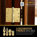 Door Hinge 4.5 x 4.5 Inch Solid Brass Ball Bearing – Polished Brass (US3)