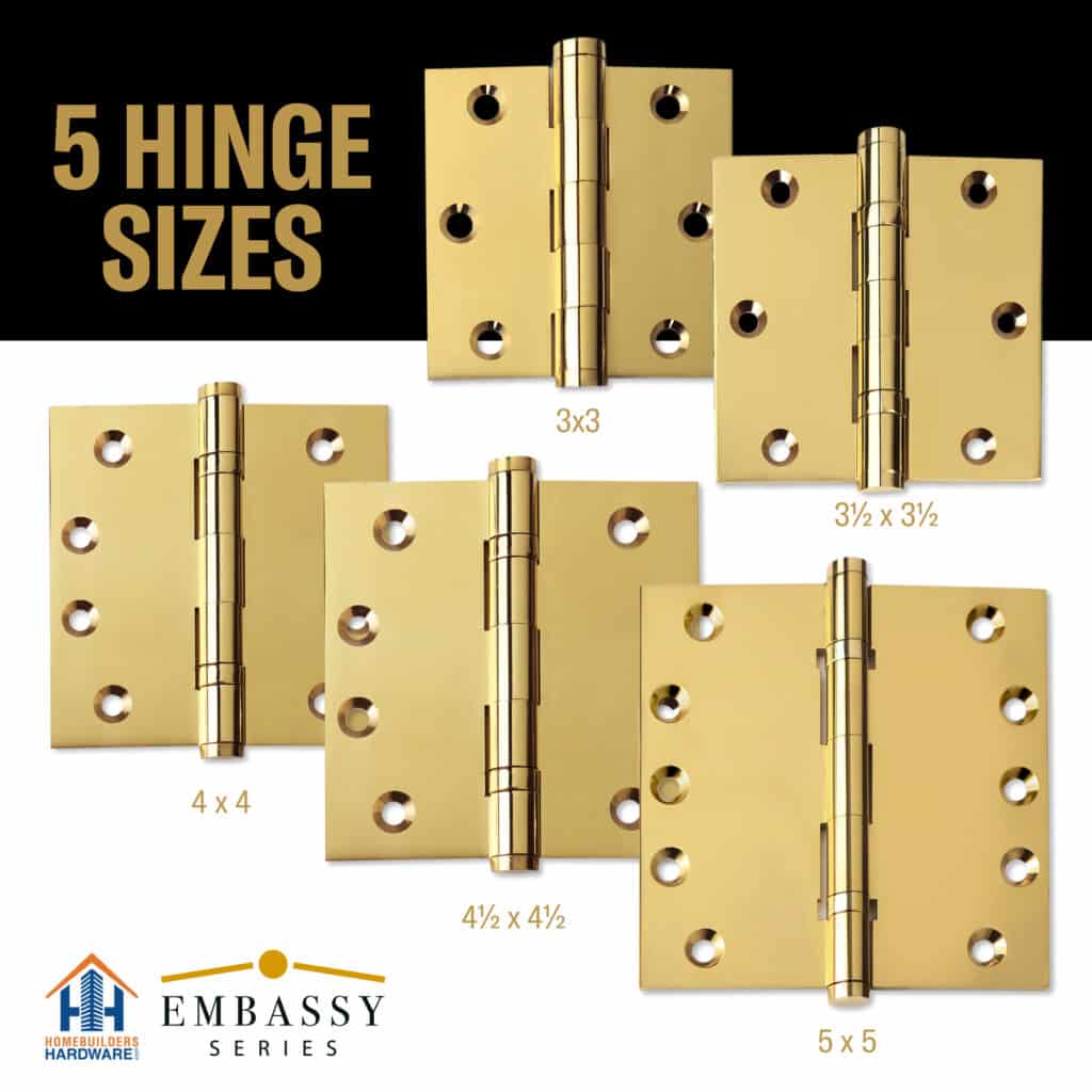 Door Hinge 4.5 x 4.5 Inch Solid Brass Ball Bearing – Polished Brass (US3)